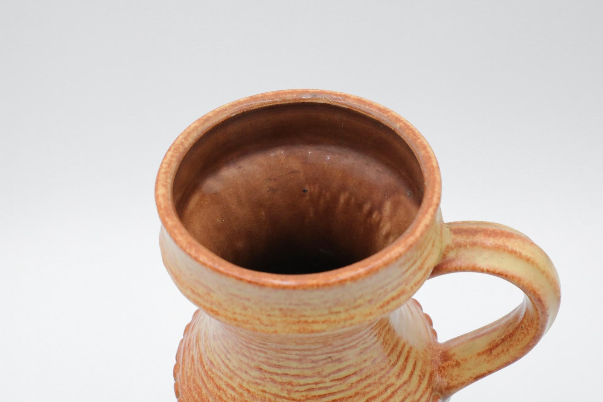 Mid-Century West German Ceramic Vase with Stylized Flowers For Sale 3