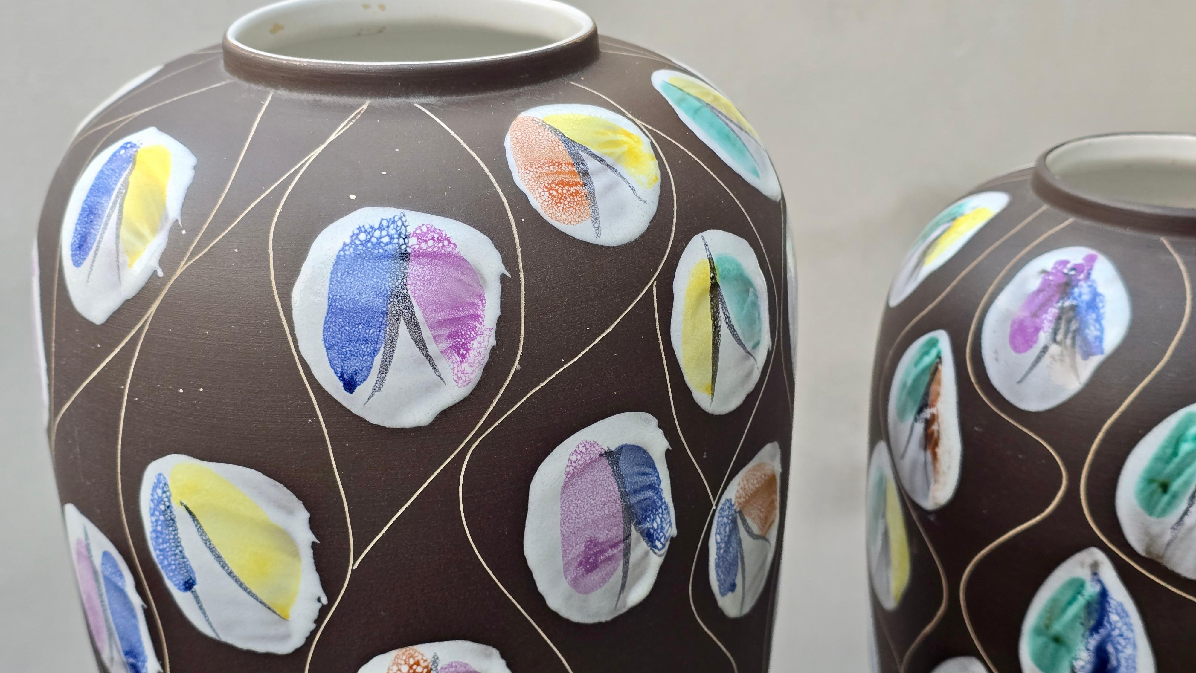 Allemand Vases en céramique de l'Allemagne de l'Ouest du milieu du siècle dernier, ensemble de trois en vente
