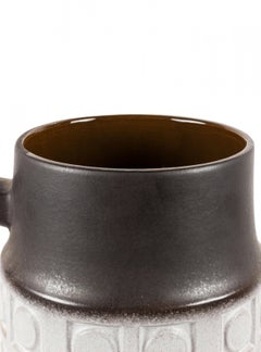 Mid-Century West German Circle and Square Patterned White and Brown Glazed Ceram