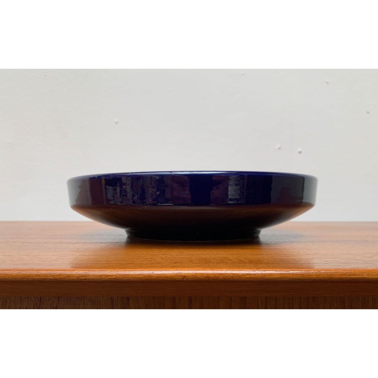 Mid-Century West German Dark Blue Pottery Bowl, 1960s For Sale 4