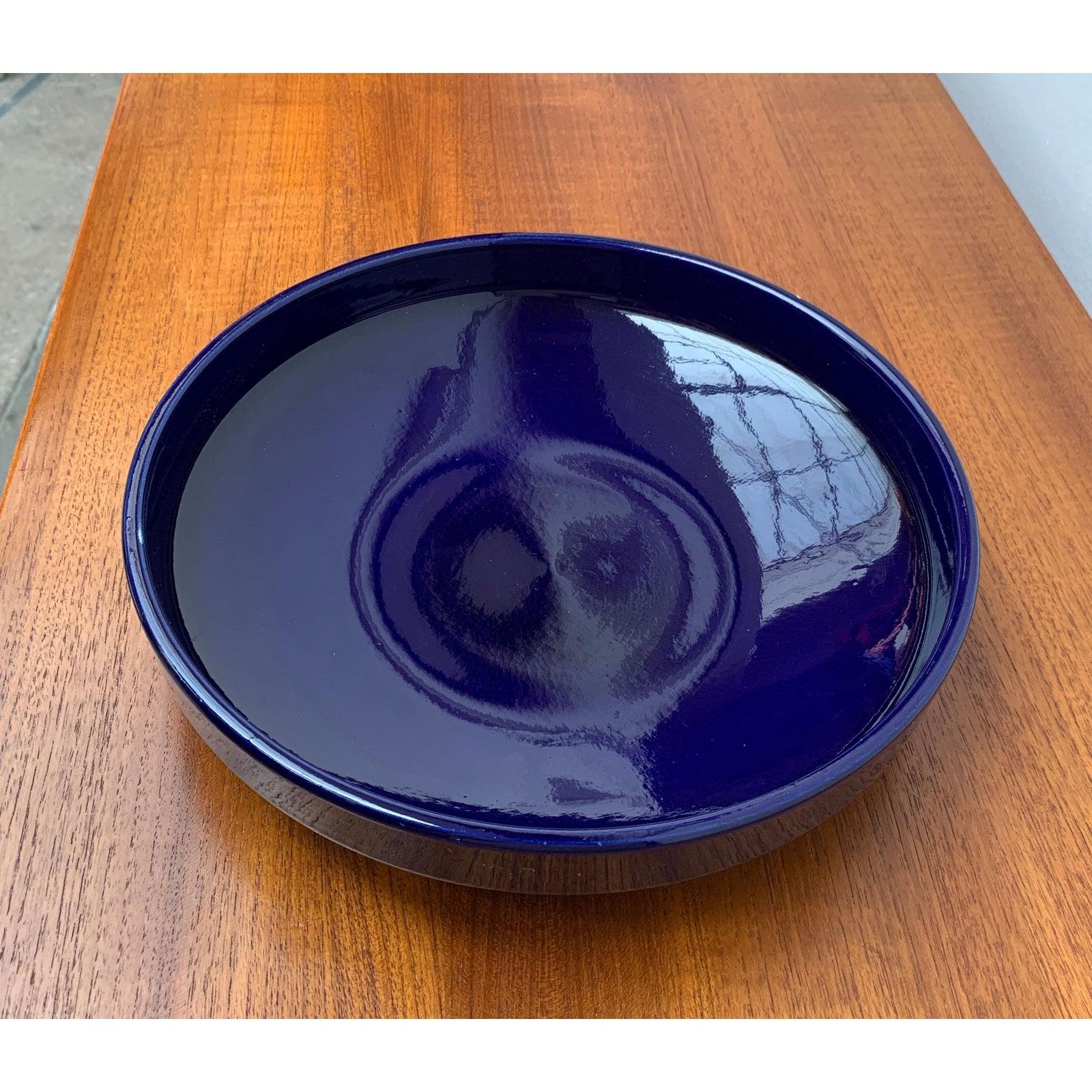 Mid-Century Modern Mid-Century West German Dark Blue Pottery Bowl, 1960s For Sale