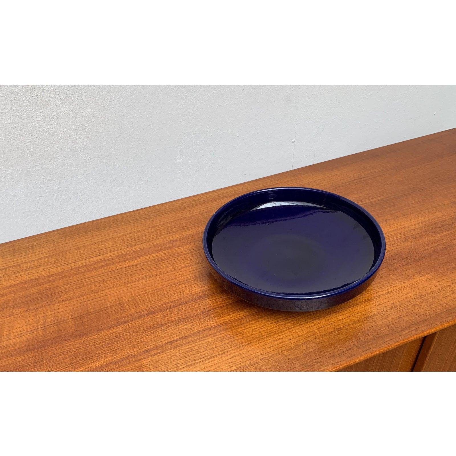 20th Century Mid-Century West German Dark Blue Pottery Bowl, 1960s For Sale
