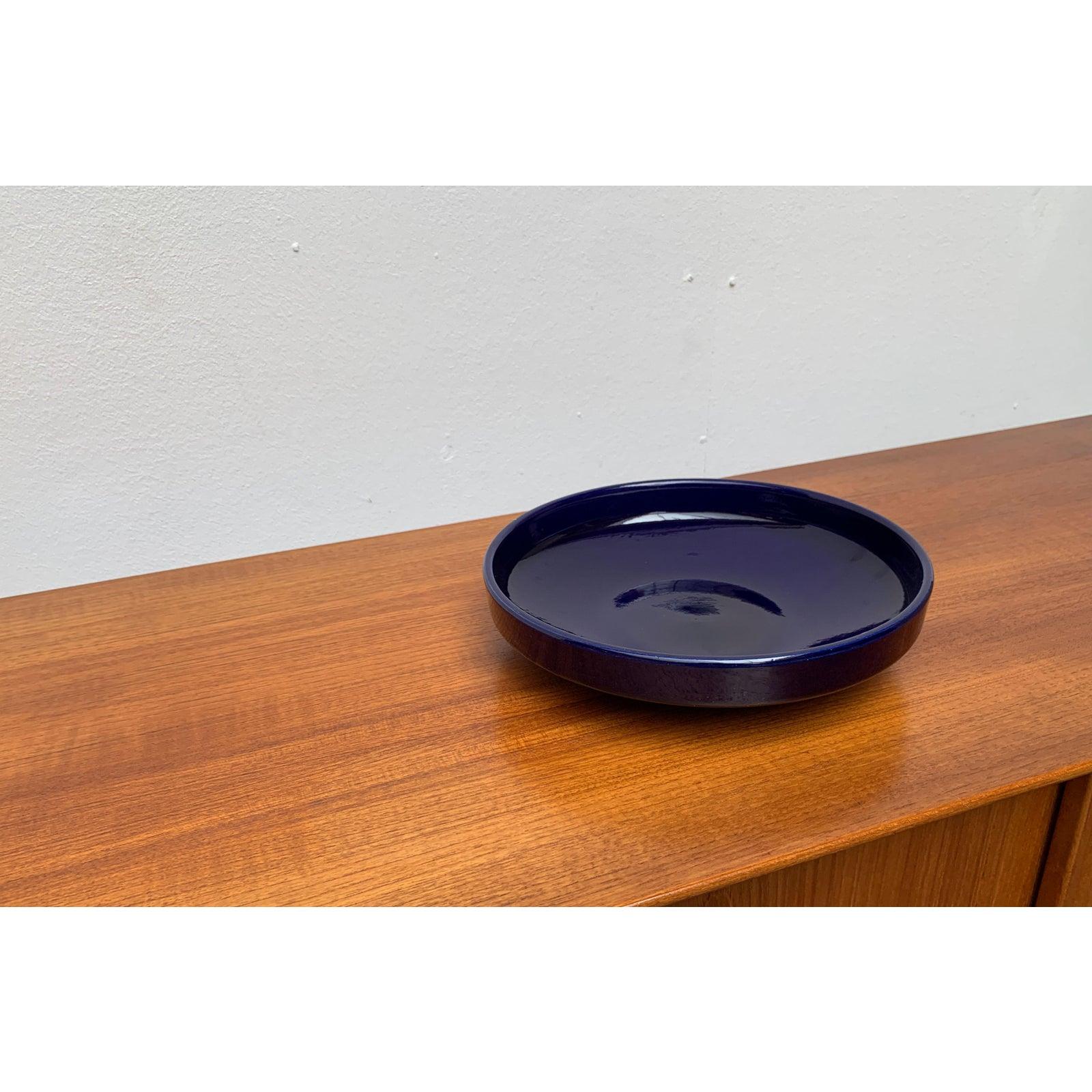 Ceramic Mid-Century West German Dark Blue Pottery Bowl, 1960s For Sale