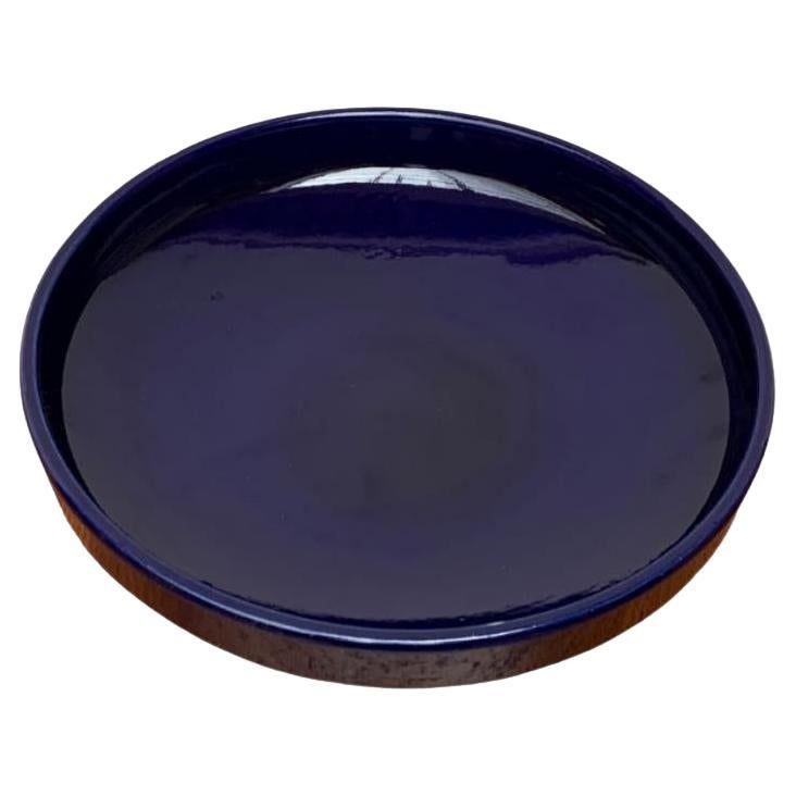 Mid-Century West German Dark Blue Pottery Bowl, 1960s For Sale