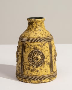 Mid-Century West German Glazed Ceramic Vase, Lava Accents, 1960s