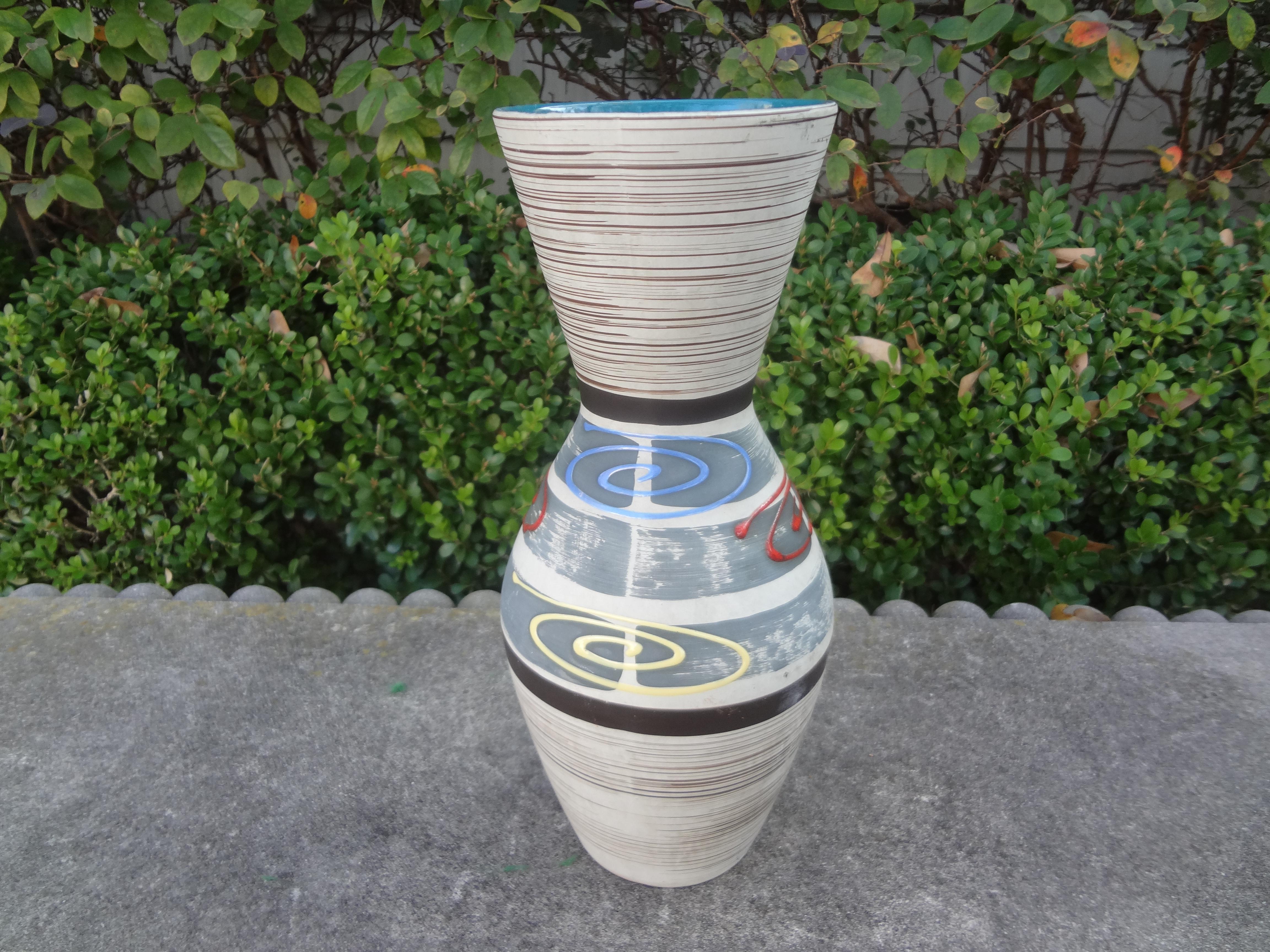 Midcentury West German Glazed Pottery Vase In Good Condition For Sale In Houston, TX