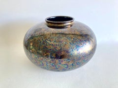 Mid-Century West German Large Iridescent Ceramic Vase by Bay Keramik