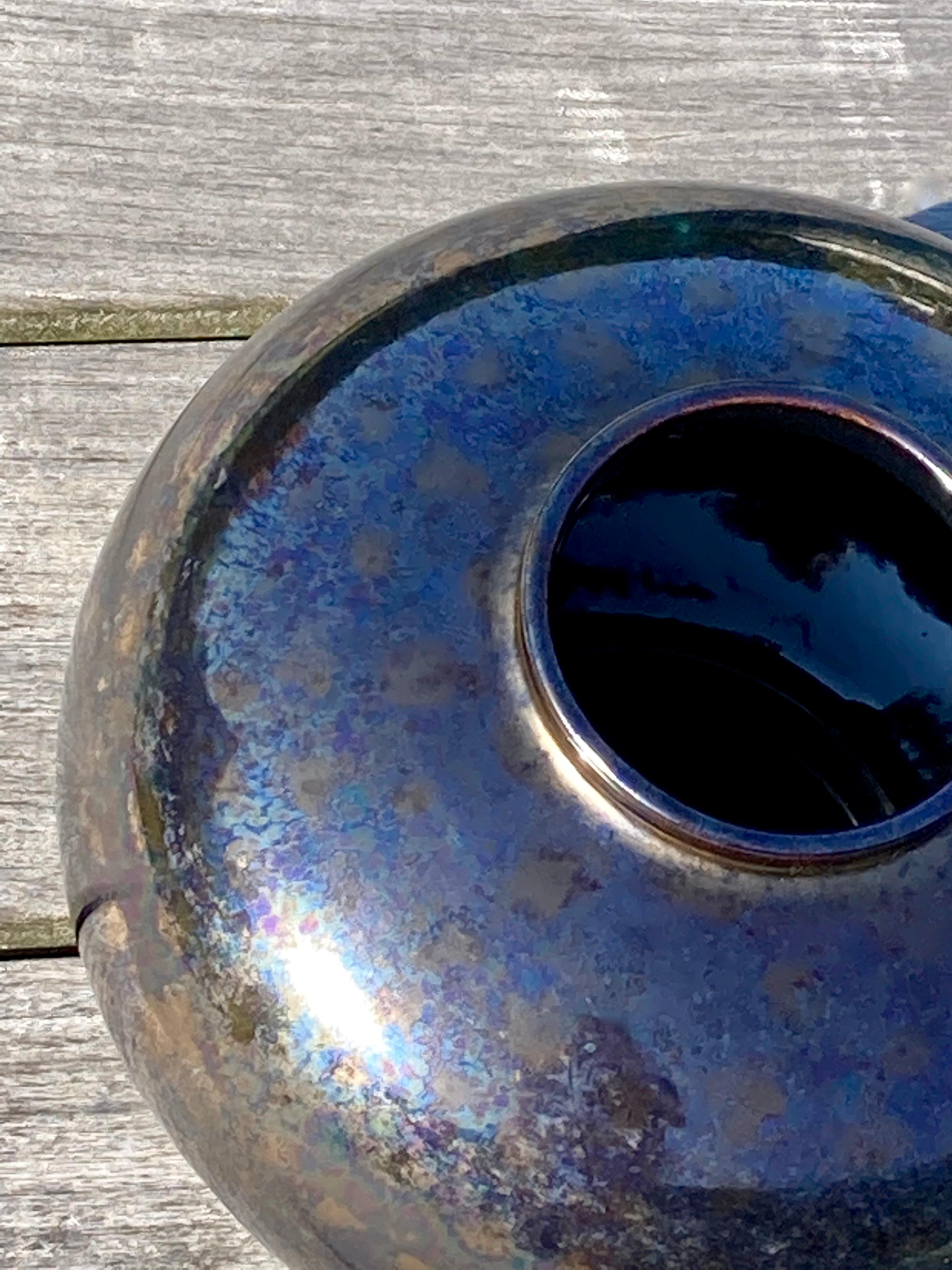 Mid-Century West German Large Iridescent Ceramic Vase by Bay Keramik In Good Condition In COLMAR, FR