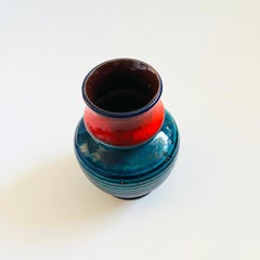Mid Century West German Pottery Vase by Bay Keramik - Red and Blue