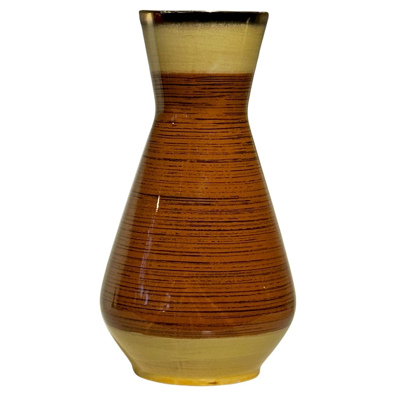 Vaso in ceramica Scheurich 1218-25, ocra e caramello, della Germania Occidentale di metà secolo