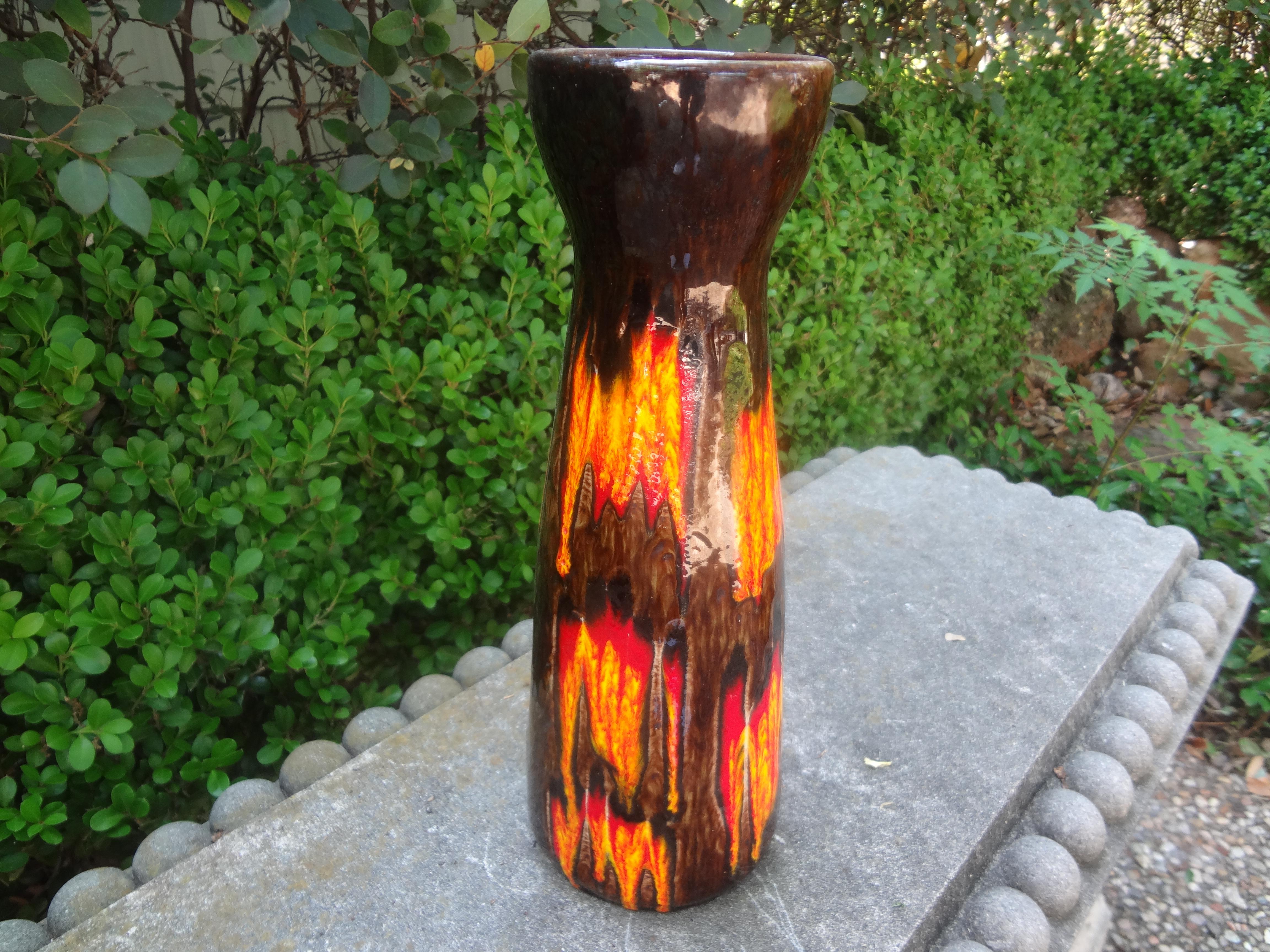 Glazed Mid Century West German Vase For Sale