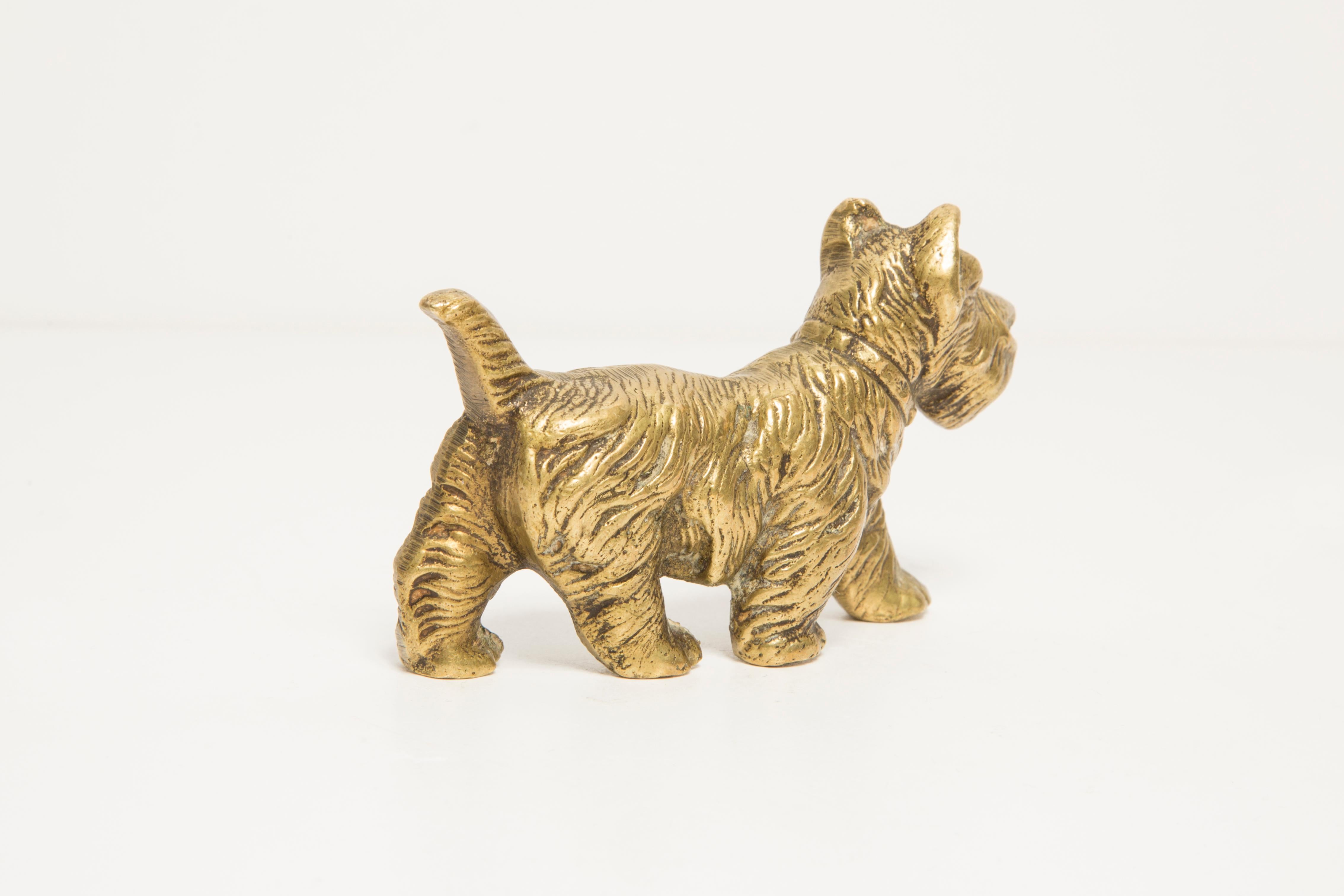 Midcentury West Terrier Dog Gold Metal Decorative Sculpture, Italy, 1950s For Sale 1