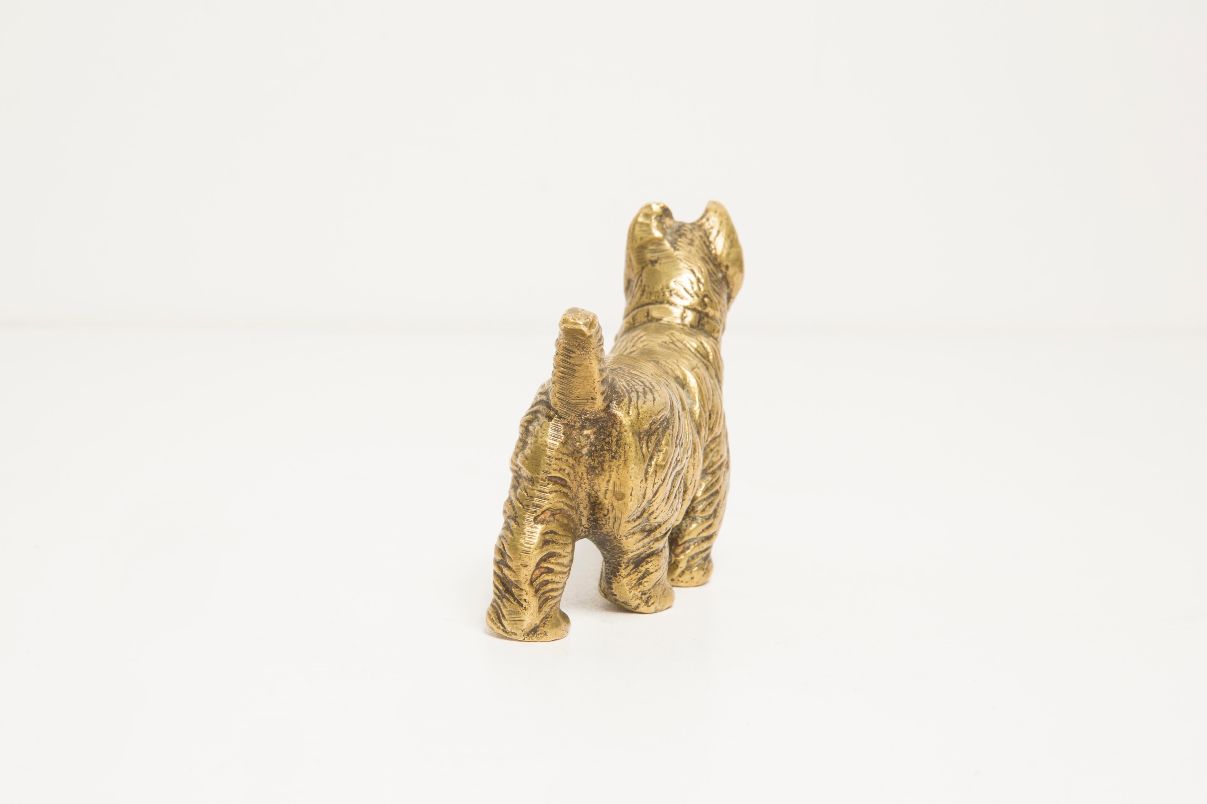 Midcentury West Terrier Dog Gold Metal Decorative Sculpture, Italy, 1950s For Sale 2