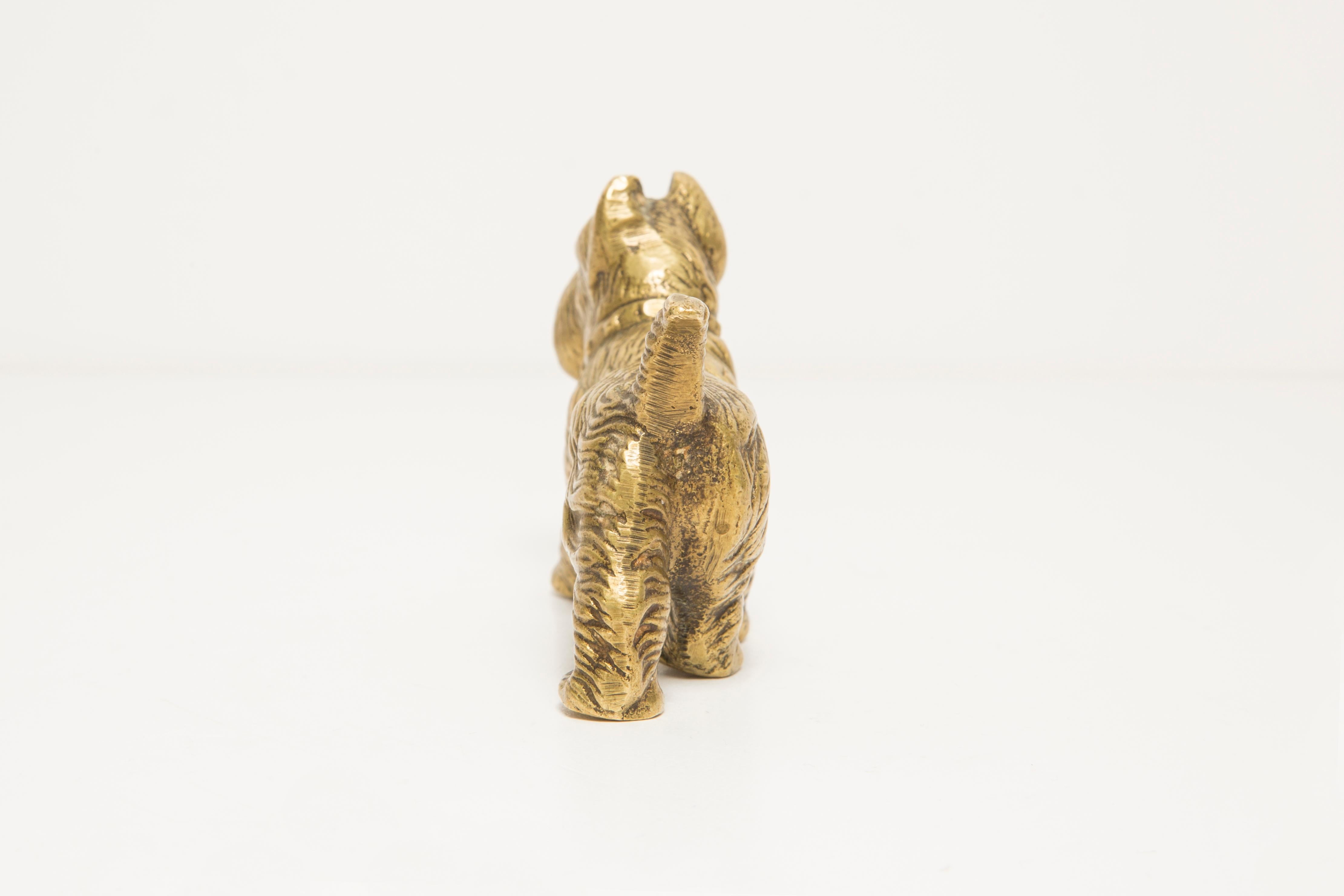 Midcentury West Terrier Dog Gold Metal Decorative Sculpture, Italy, 1950s For Sale 3