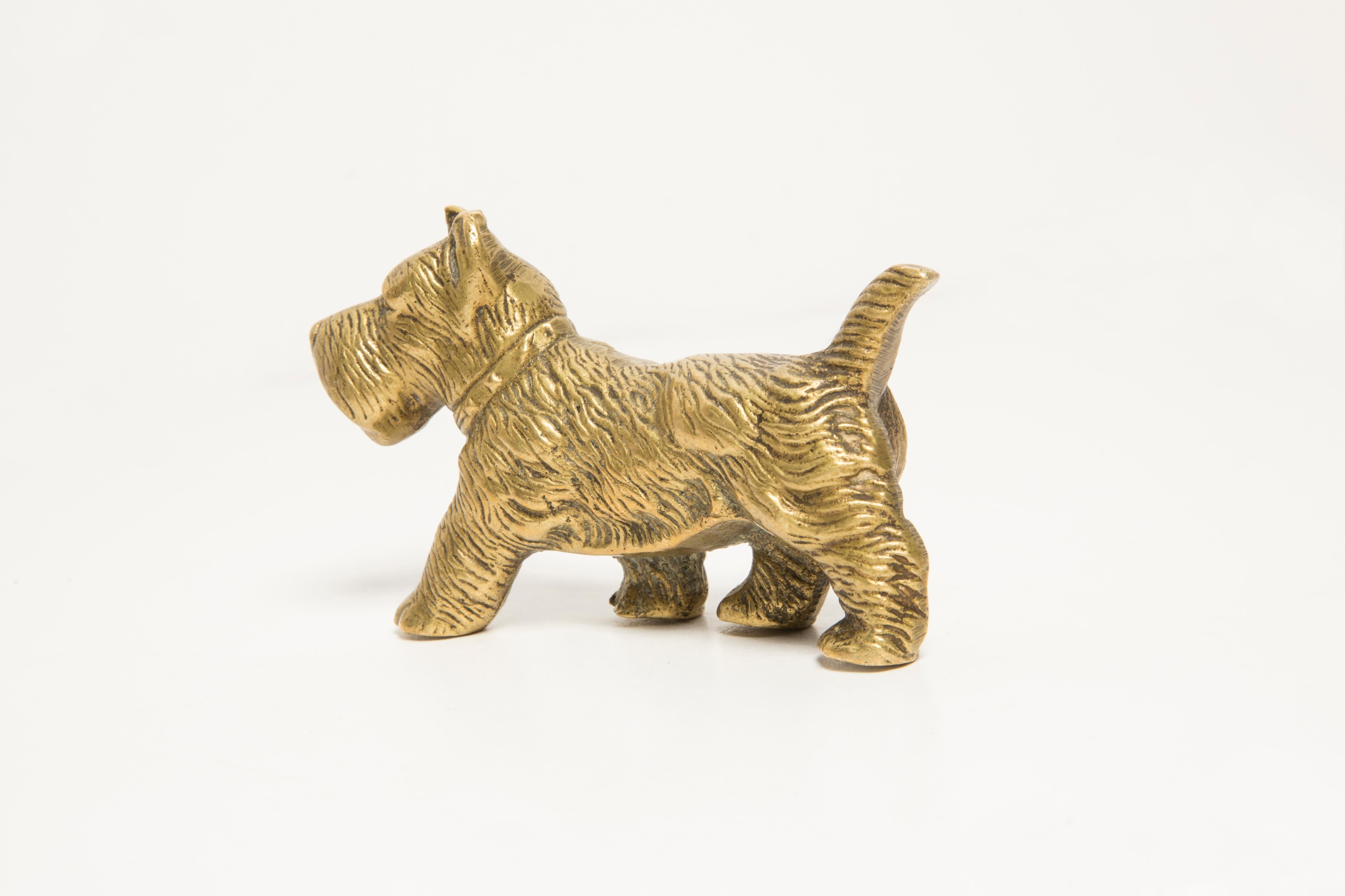 Midcentury West Terrier Dog Gold Metal Decorative Sculpture, Italy, 1950s For Sale 4