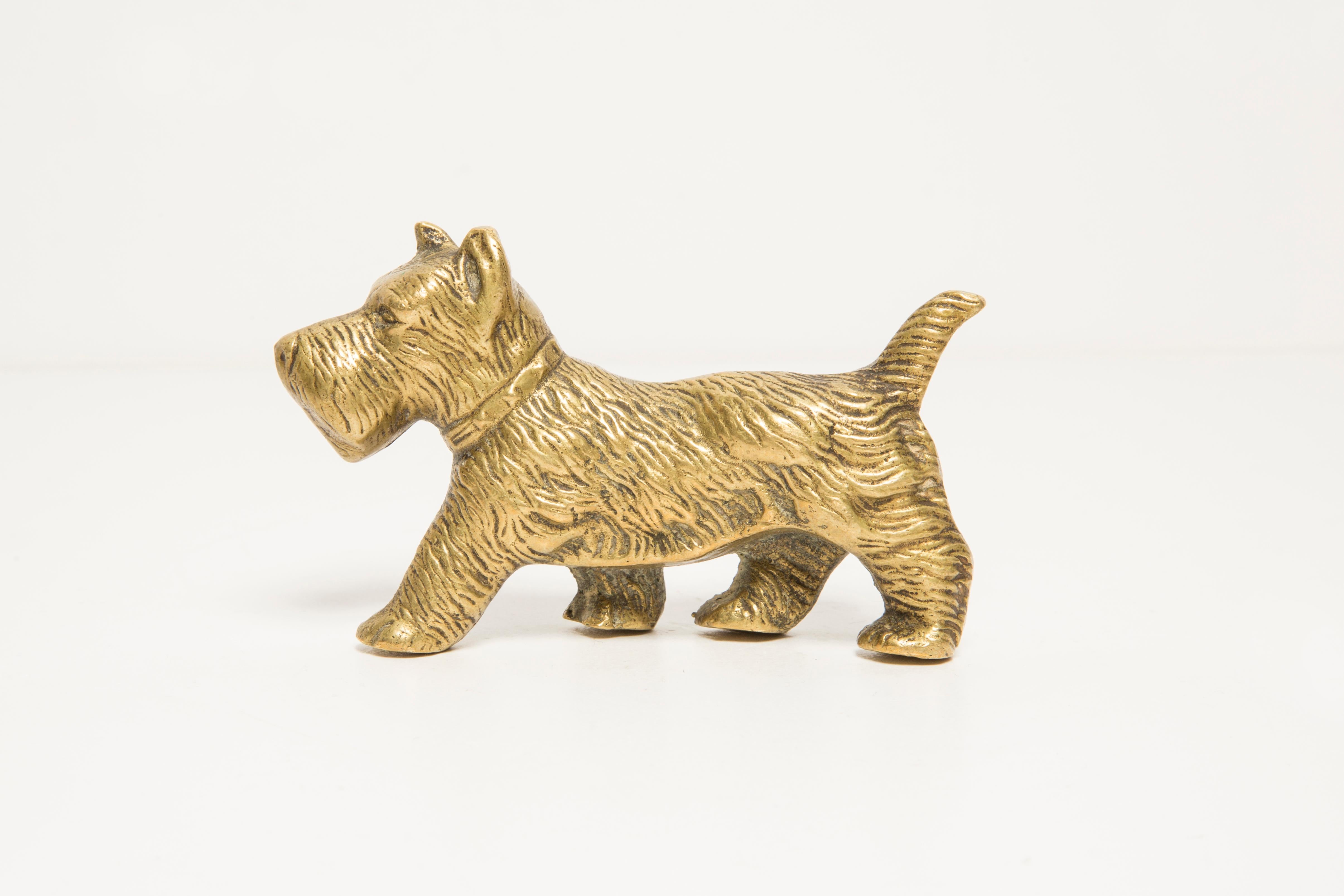 Midcentury West Terrier Dog Gold Metal Decorative Sculpture, Italy, 1950s For Sale 5