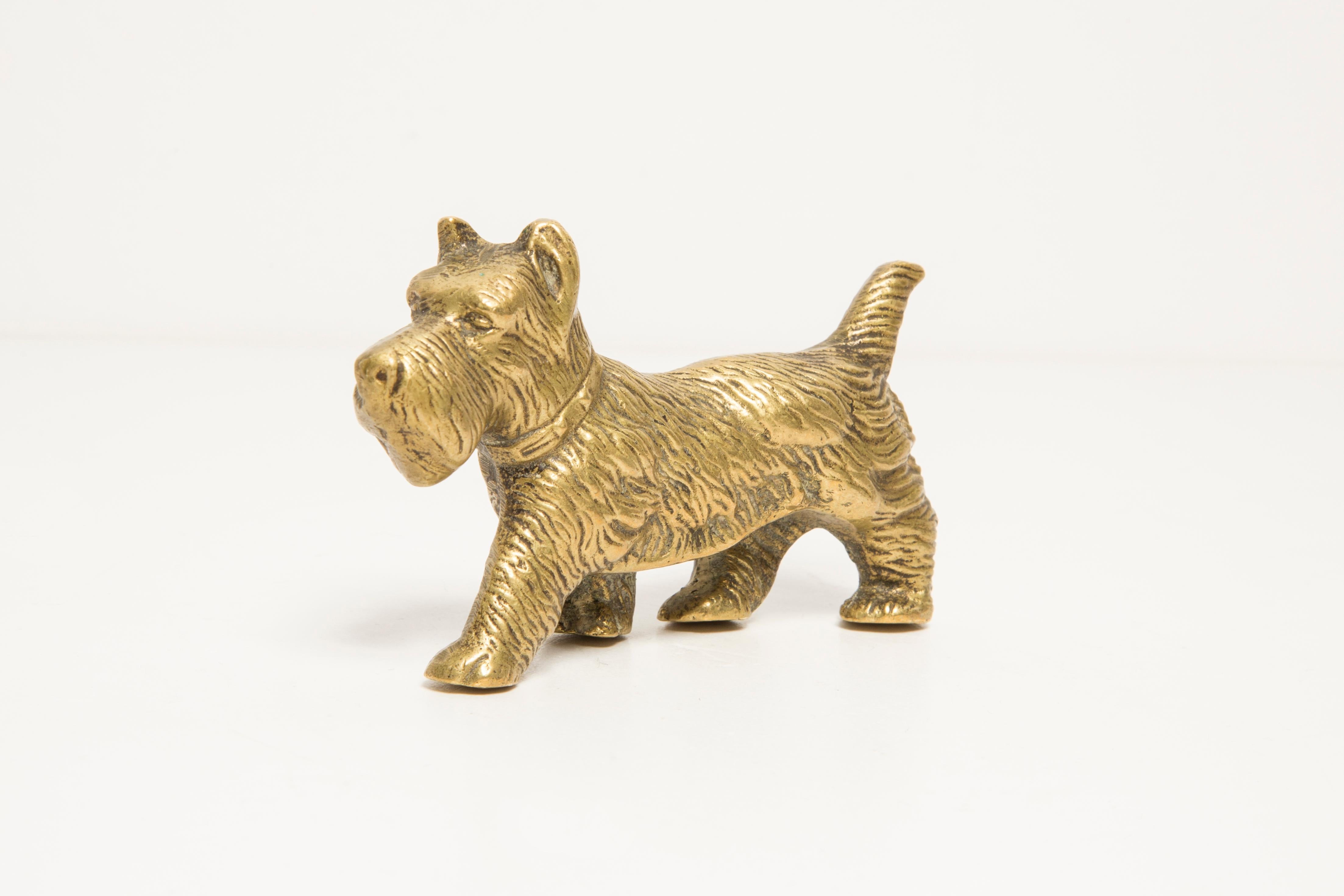 Midcentury West Terrier Dog Gold Metal Decorative Sculpture, Italy, 1950s For Sale 6
