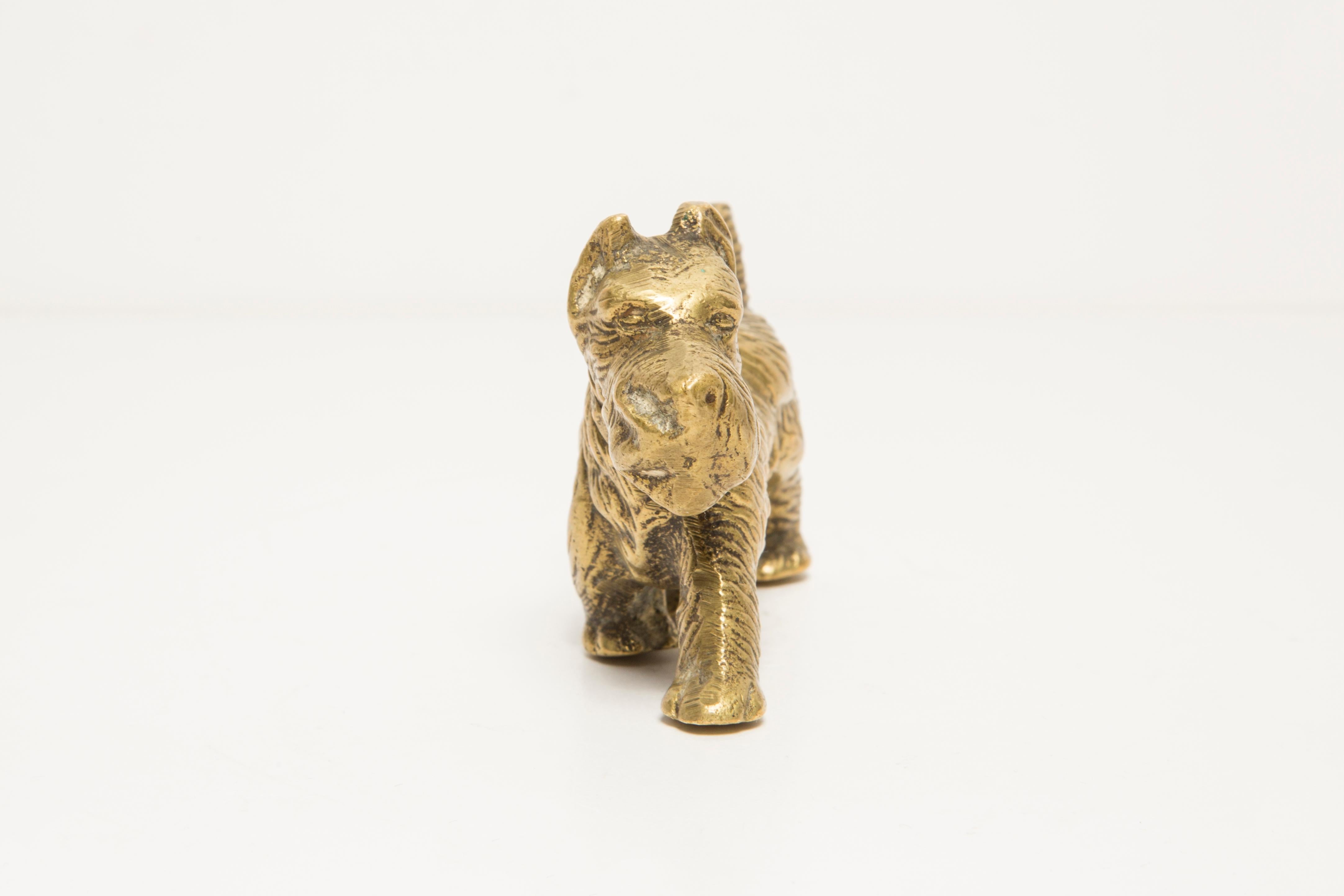 Italian Midcentury West Terrier Dog Gold Metal Decorative Sculpture, Italy, 1950s For Sale
