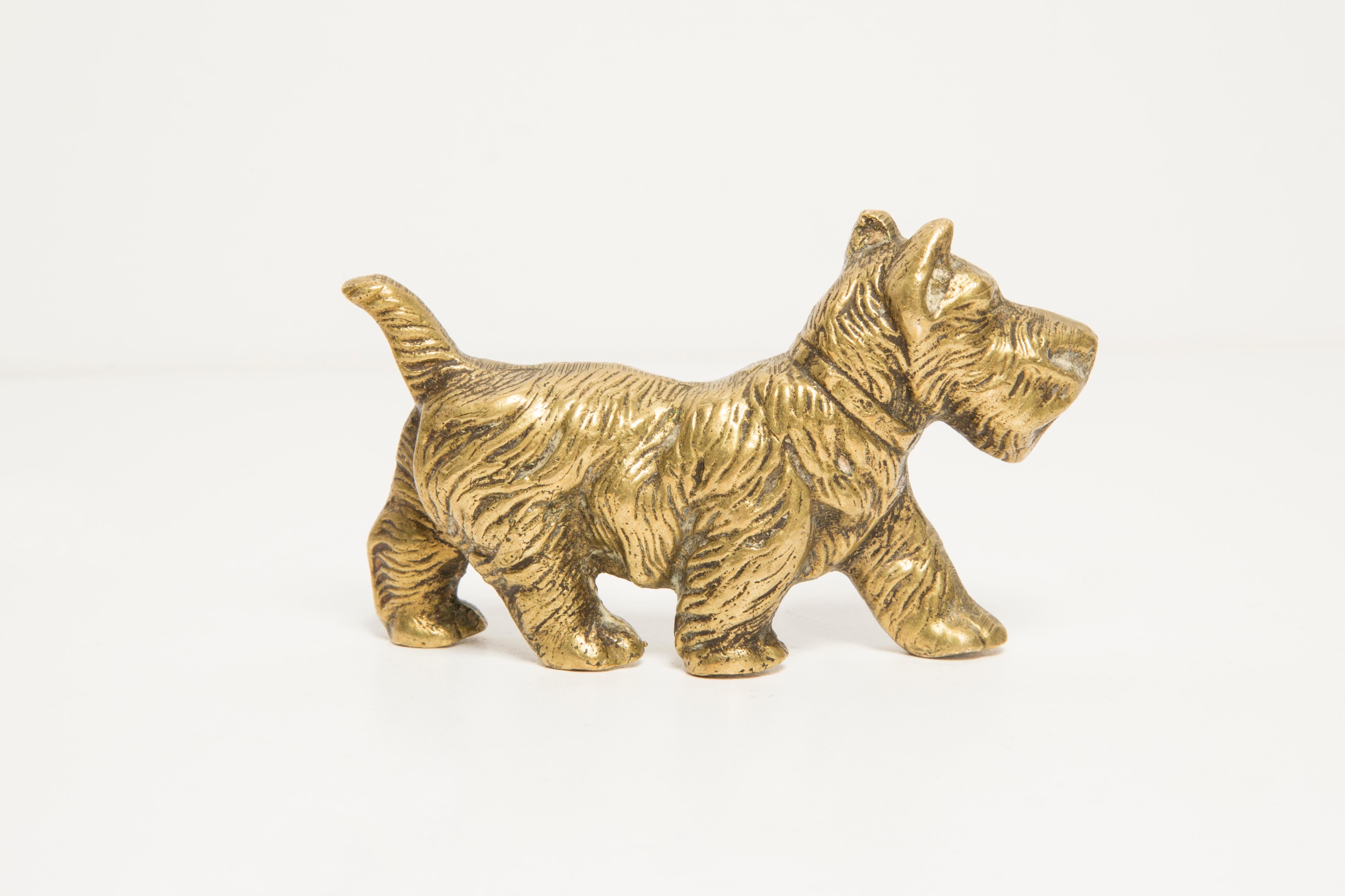 20th Century Midcentury West Terrier Dog Gold Metal Decorative Sculpture, Italy, 1950s For Sale