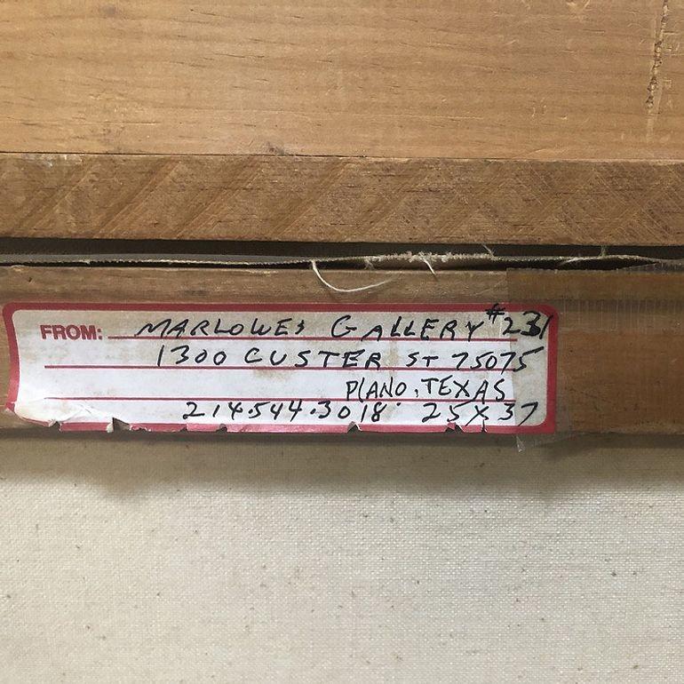 American Mid-century Western Cowboy Buffalo Signed Oil on Canvas Painting, Framed