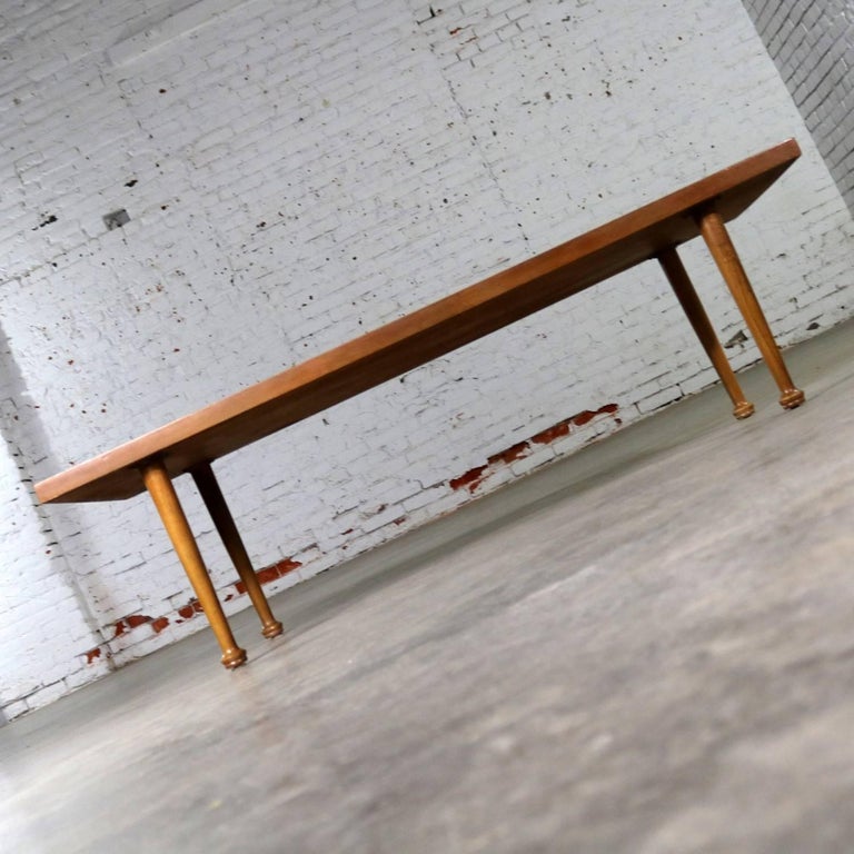 Midcentury Western Ranch Oak Style Plank Coffee Table With Bow Tie