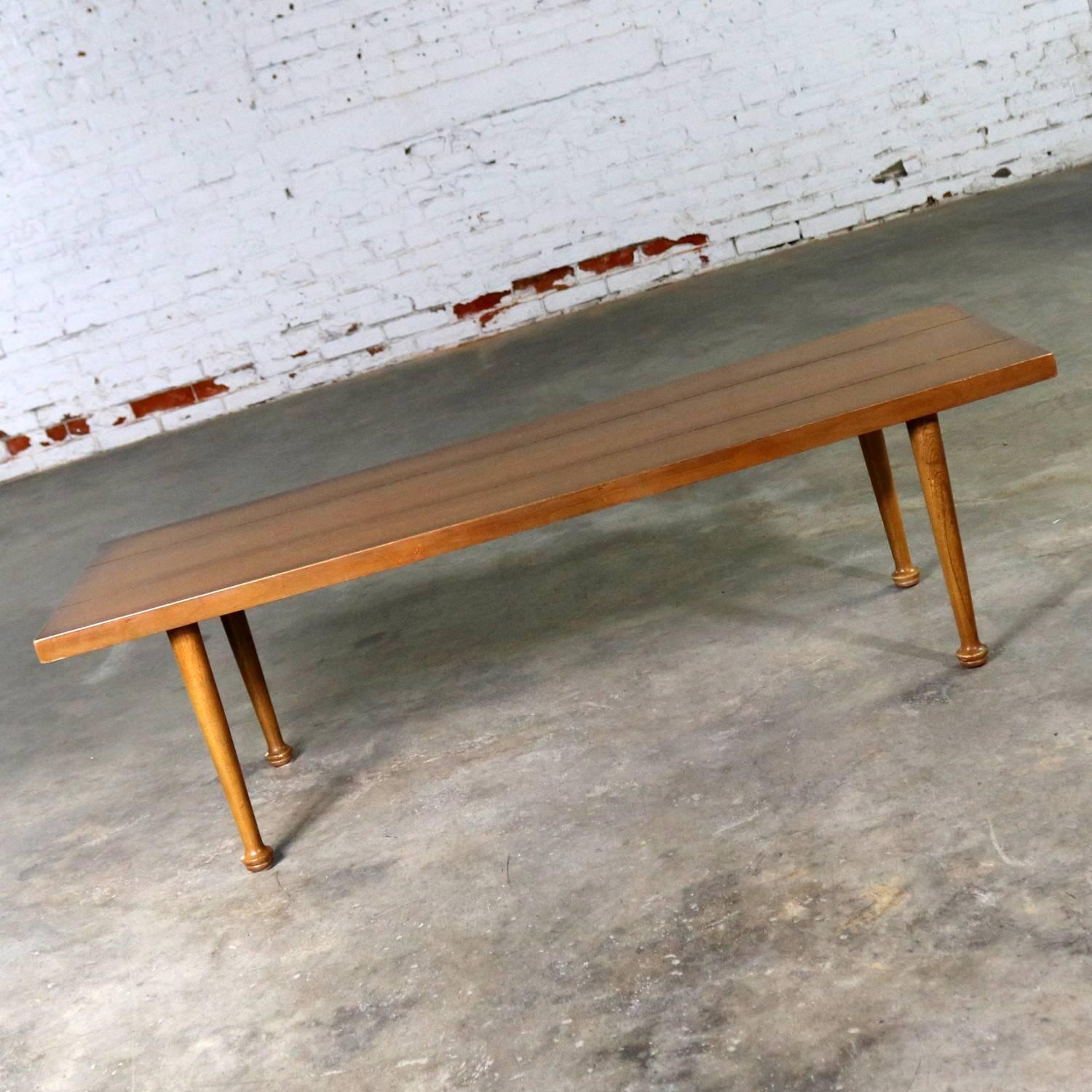 20th Century Midcentury Western Ranch Oak Style Plank Coffee Table with Bow Tie Detail