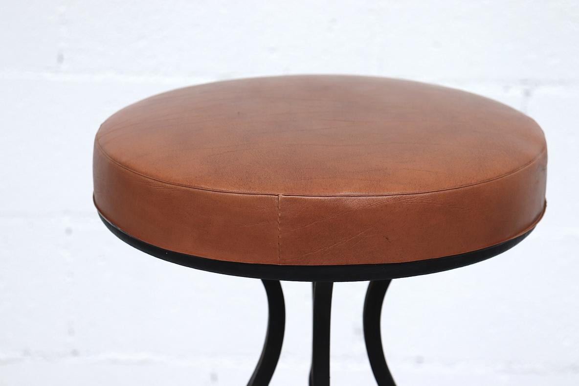 Mid-Century Western Style Brutalist Bar Stools with Faux Leather Seats 6