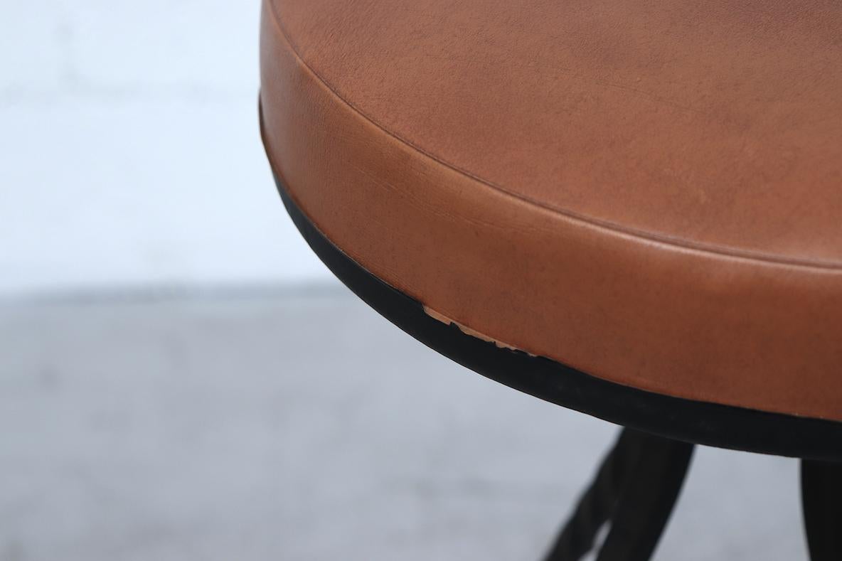 Mid-Century Western Style Brutalist Bar Stools with Faux Leather Seats 3