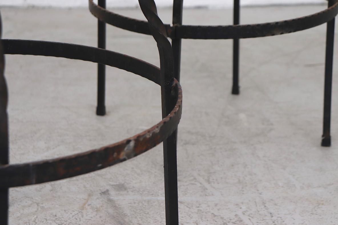 Mid-Century Western Style Brutalist Bar Stools with Faux Leather Seats 4