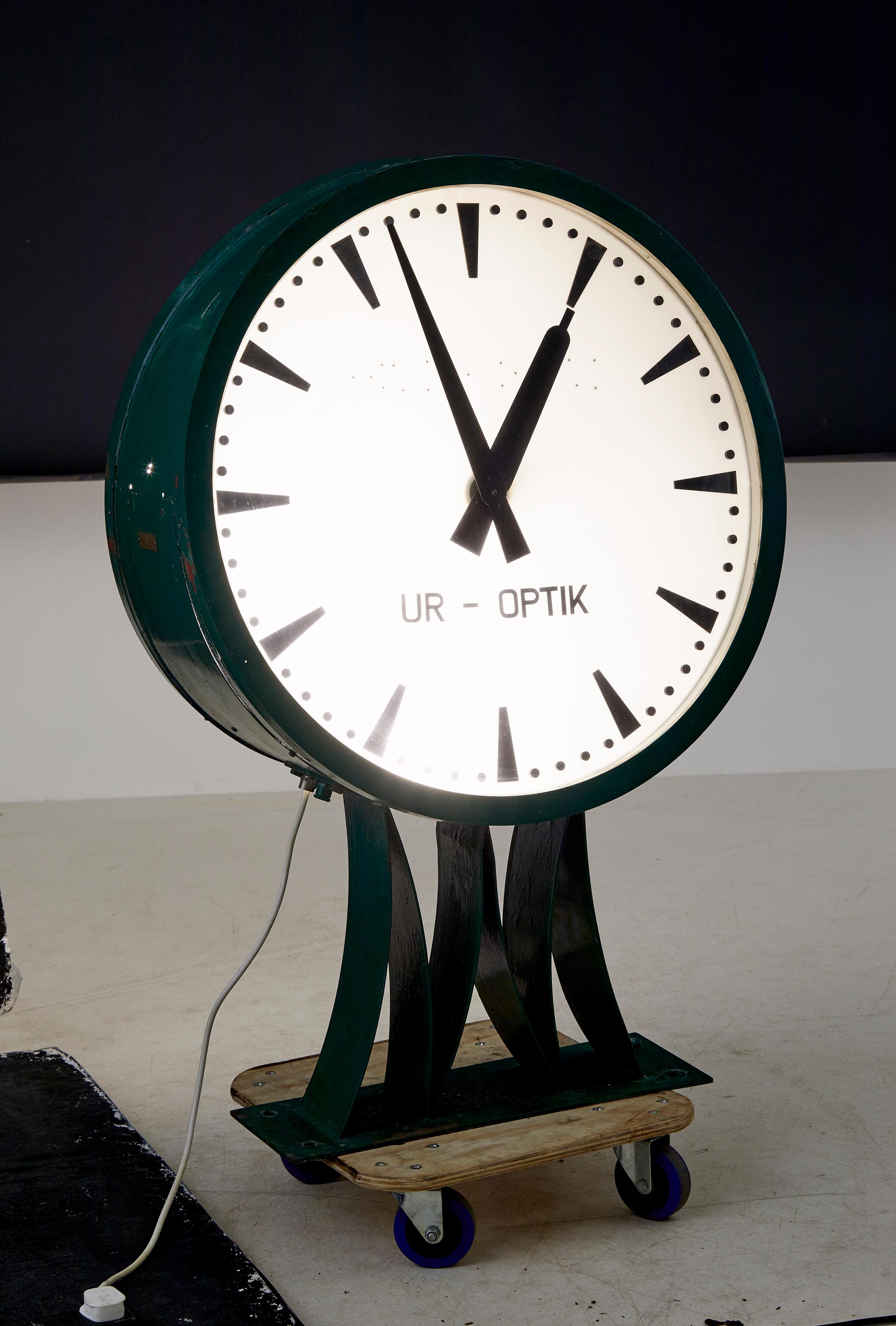 Mid 20th century westerstrands swedish industrial station clock circa 1963.

Here we can offer a rare large wall clock stamped by westerstrands circa 1963. Lights up when connected. It is wired and works (please see picture with it working) but we