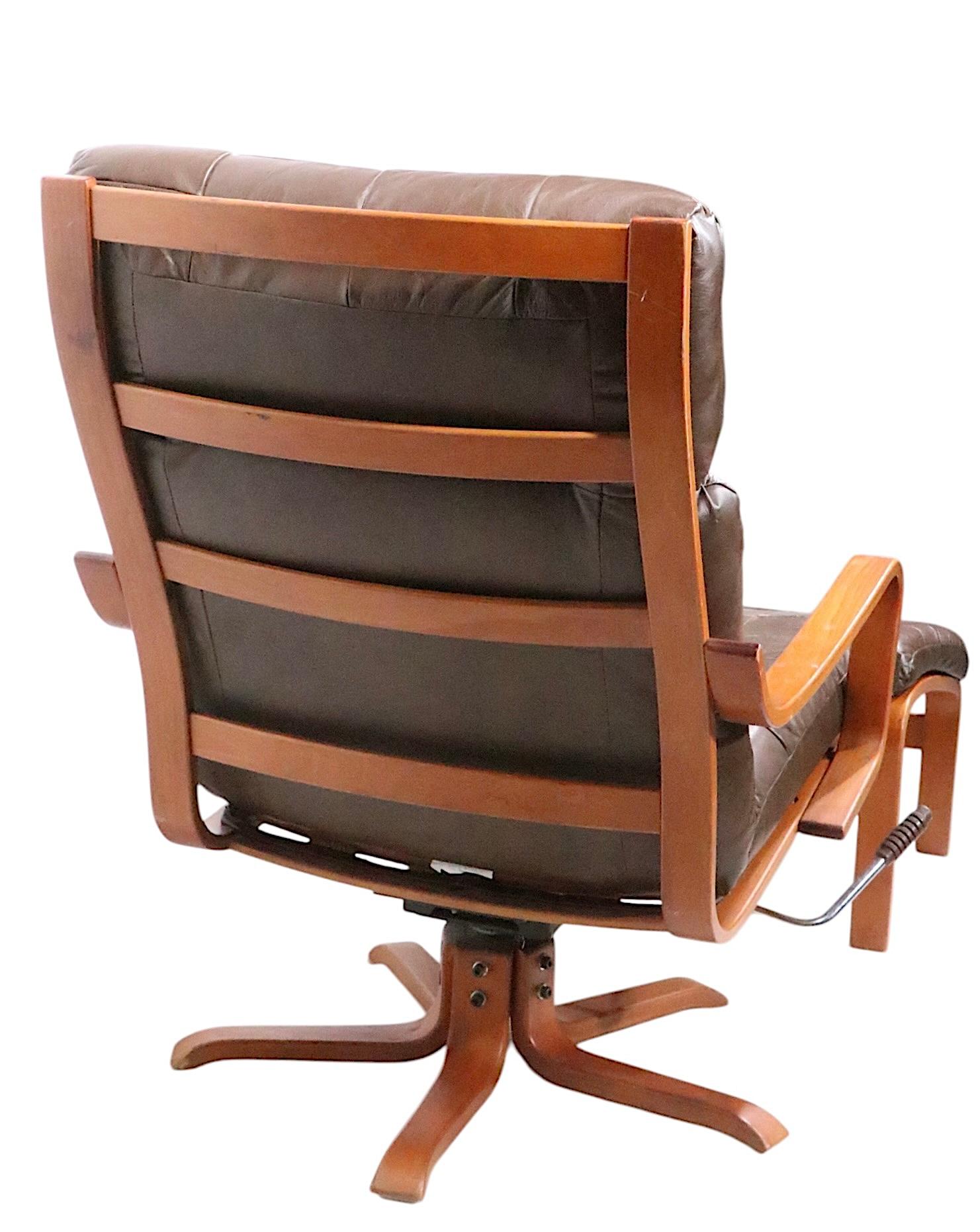 Leather Mid Century Westnofa Chair and Ottoman For Sale