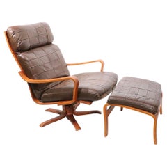 Mid Century Westnofa Stuhl und Ottomane