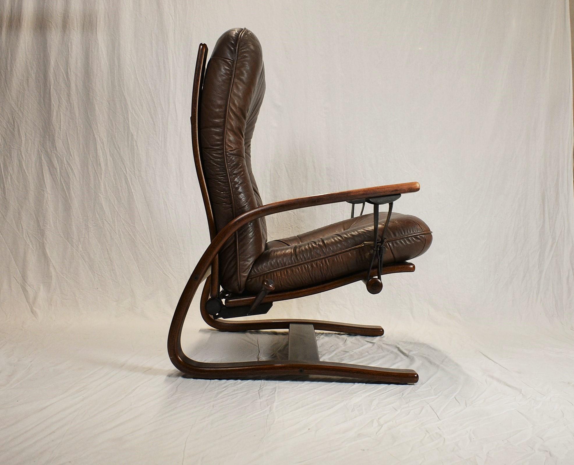 Mid Century Westnofa Leather Reclining Lounge Chair, 1960s 2