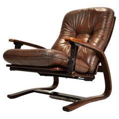 Mid Century Westnofa Leather Reclining Lounge Chair, 1960s