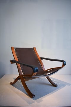 Mid-Century Westnofa / Vestlandske Bentwood and Leather Chairs with Ottoman