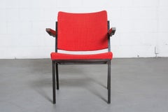 Mid-Century H. H. Gispen Modello 9122 Sedia da salotto, Teak, Tappezzeria rossa