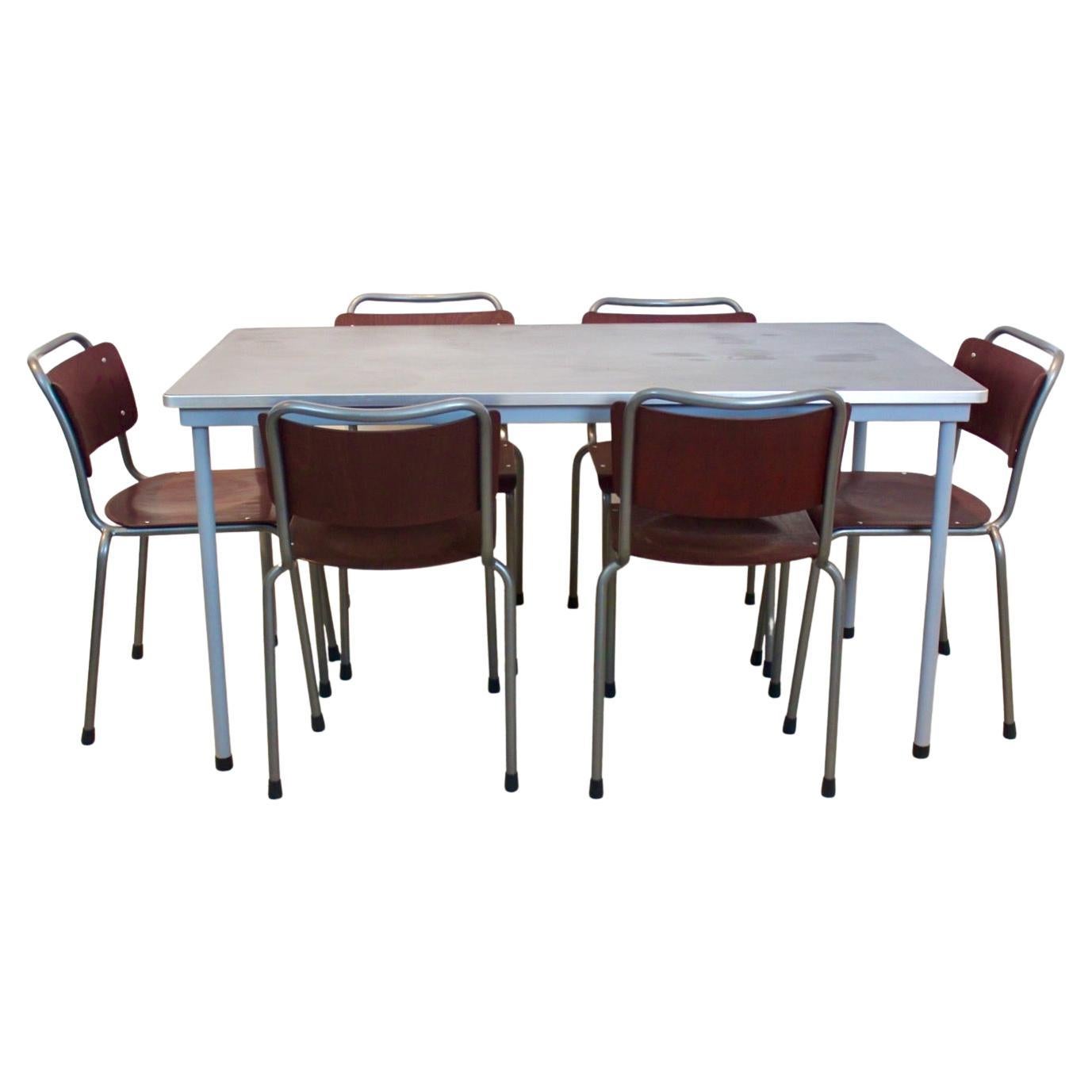 Mid-Century W.H. Gispen ‘TH Delft’ Dining Set — Table and Six Chairs, 1950s im Angebot