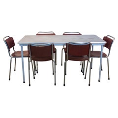 Mid-Century W.H. Gispen ‘TH Delft’ Dining Set — Table and Six Chairs, 1950s