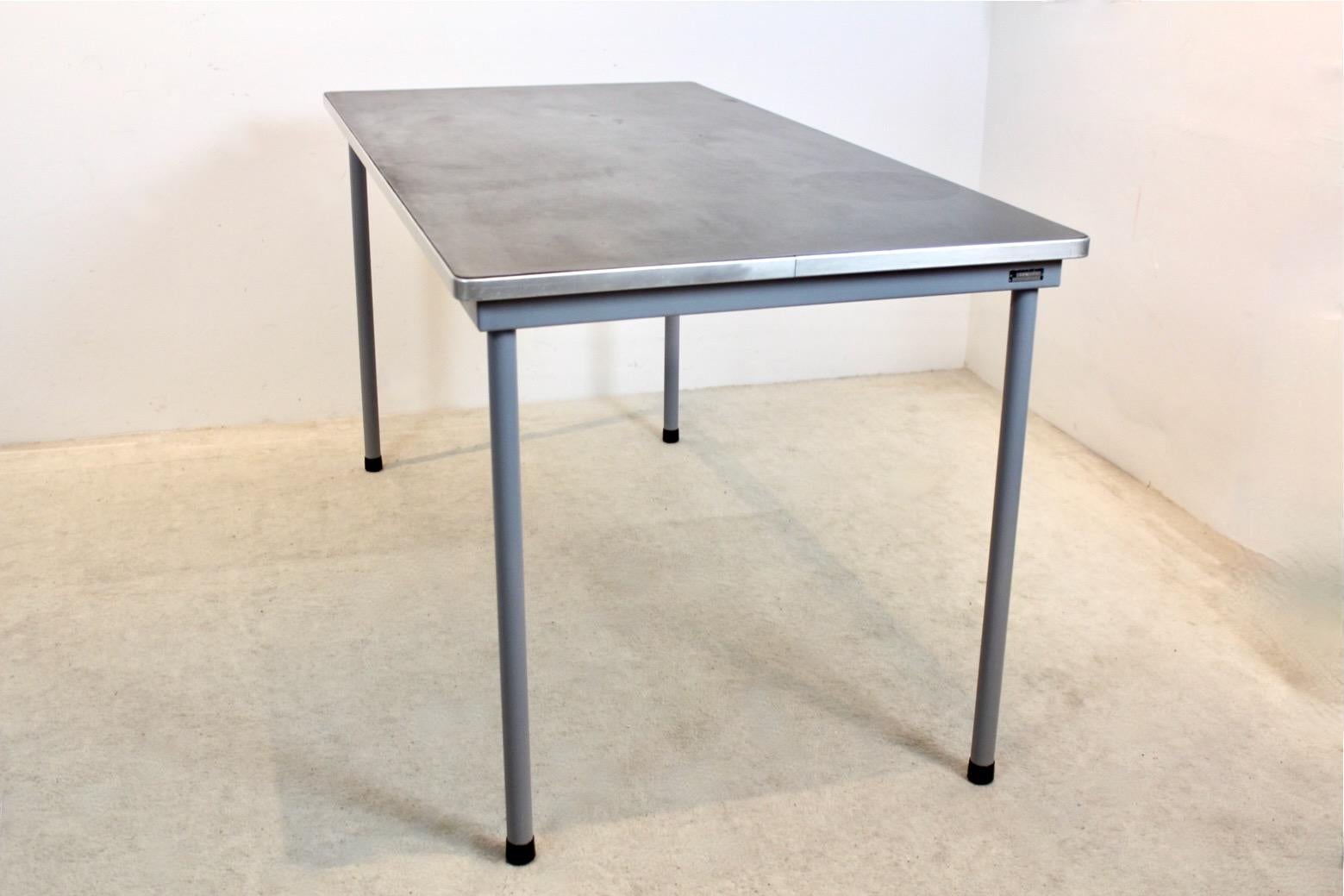 Steel Mid-Century W.H. Gispen ‘TH Delft’ Dining Table or Desk Table, The Netherlands For Sale
