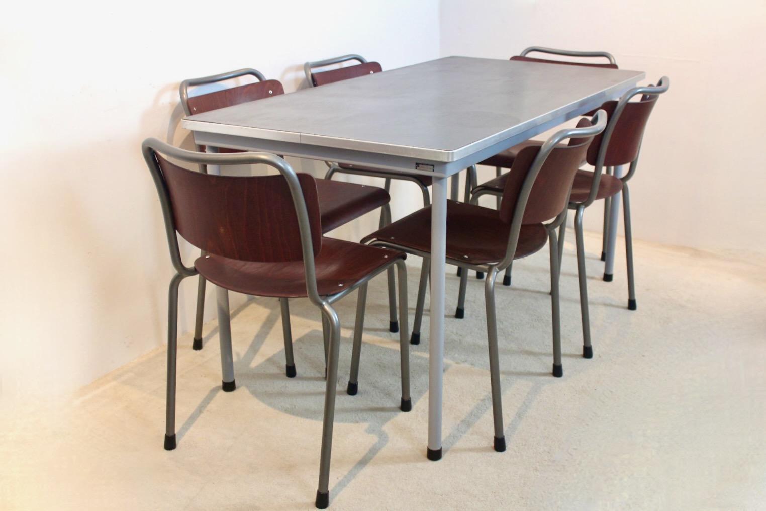 Mid-Century W.H. Gispen ‘TH Delft’ Dining Table or Desk Table, The Netherlands For Sale 1