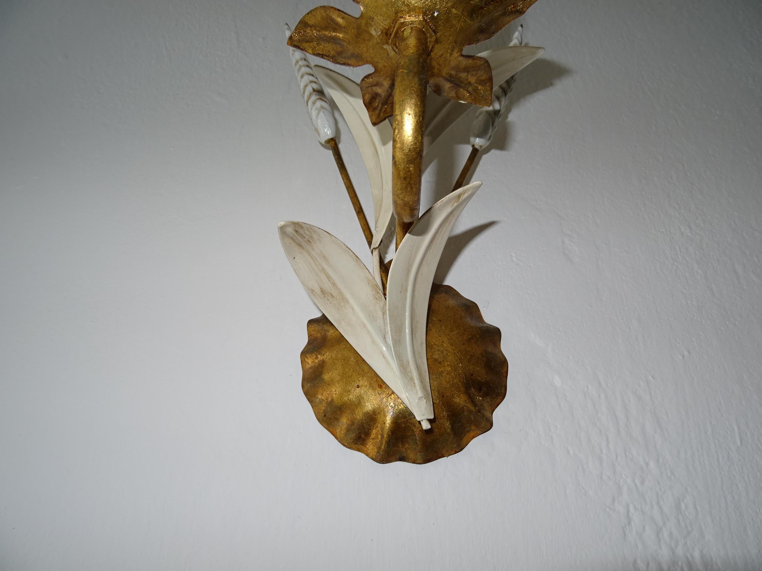 Mid-Century Wheat Hollywood Regency Italian Sconces c 1950 In Good Condition For Sale In Modena (MO), Modena (Mo)