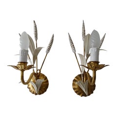 Mid-Century Wheat Hollywood Regency Italian Sconces c 1950