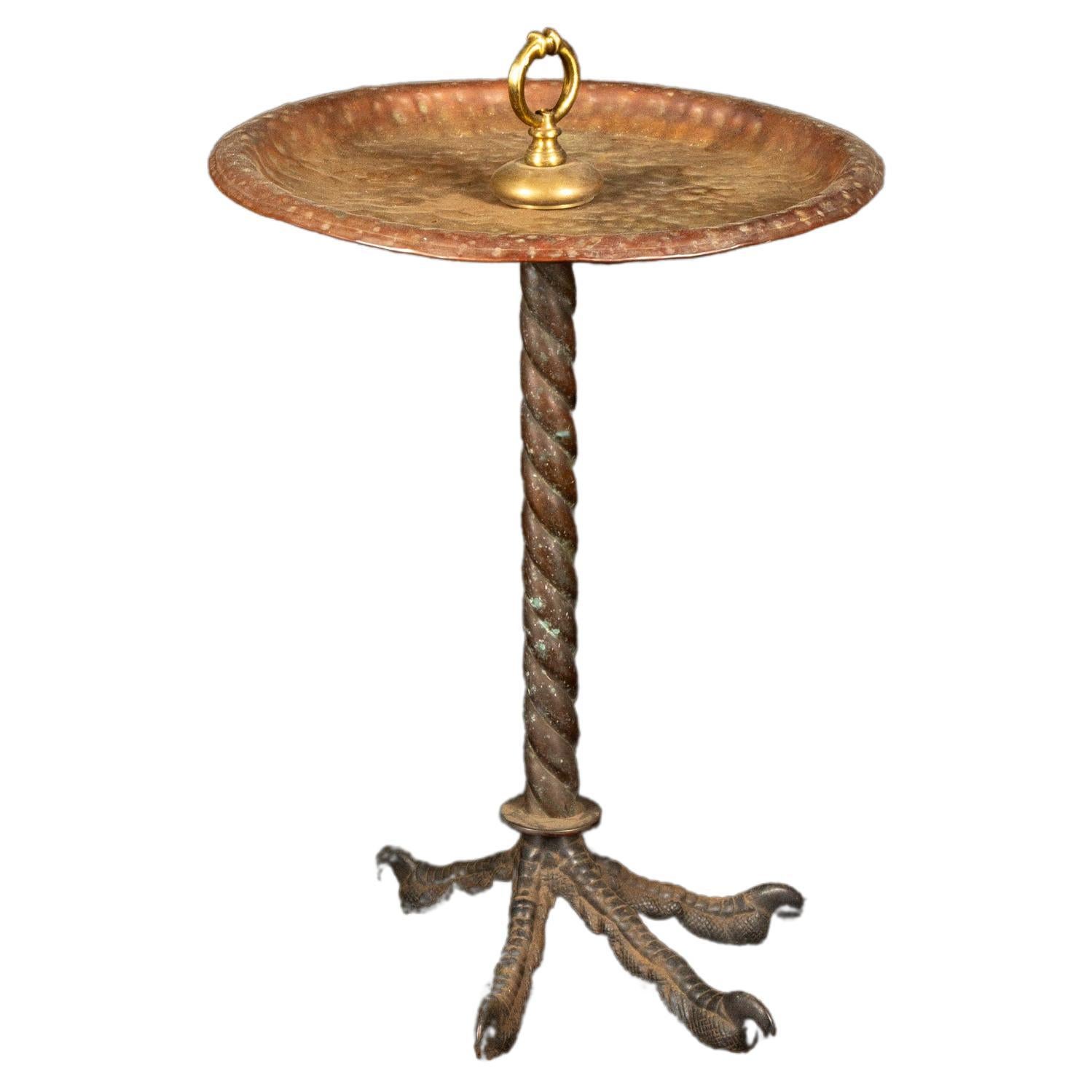 Mid-Century Whimsical Bird Foot Copper Side Table 22"H