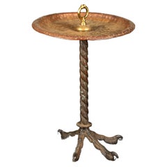Mid-Century Whimsical Bird Foot Copper Side Table 22"H