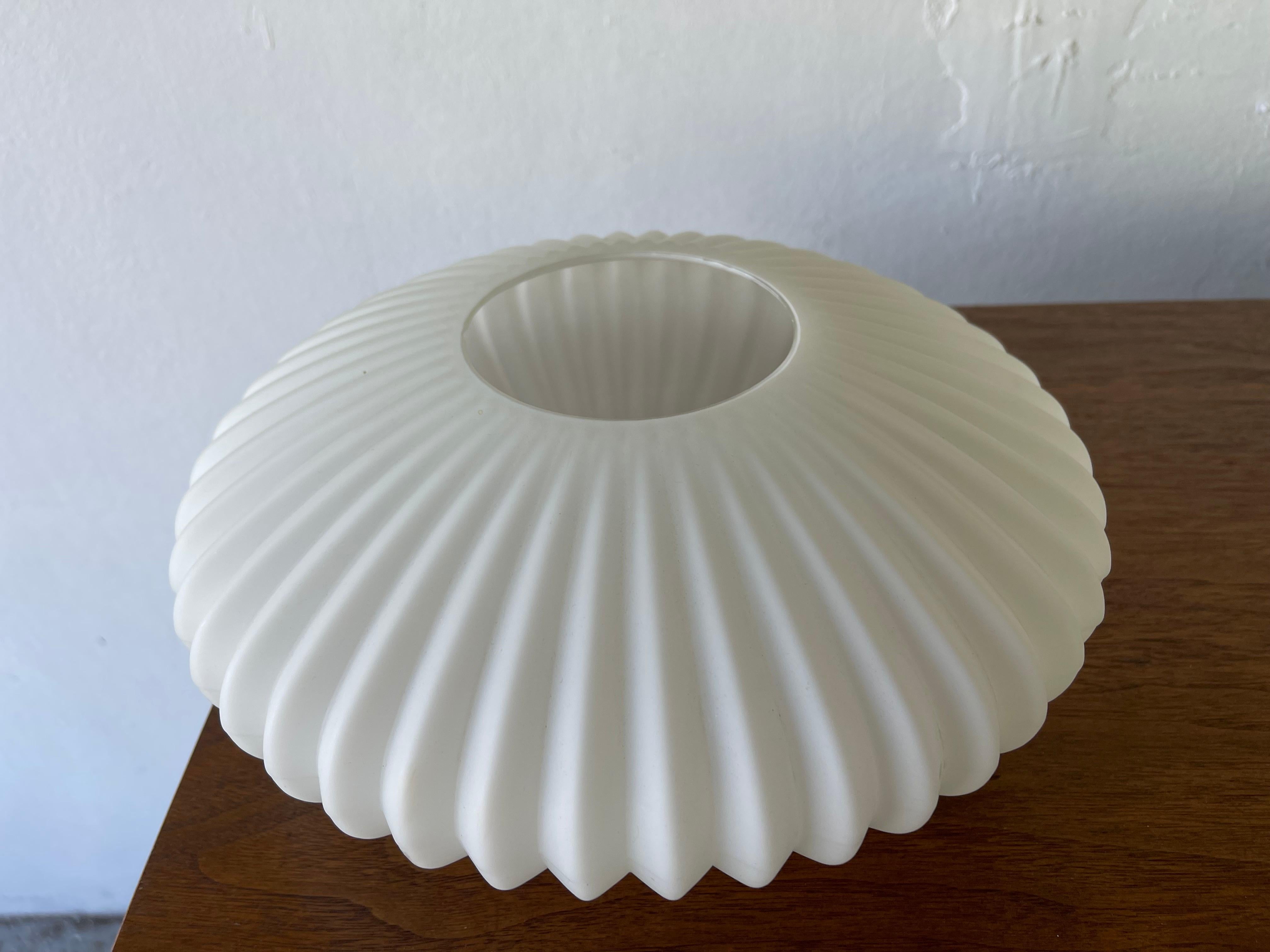 Mid-20th Century Mid Century Whimsical & Sculptural Saucer Lamp Eames Style Milk Glass Shade