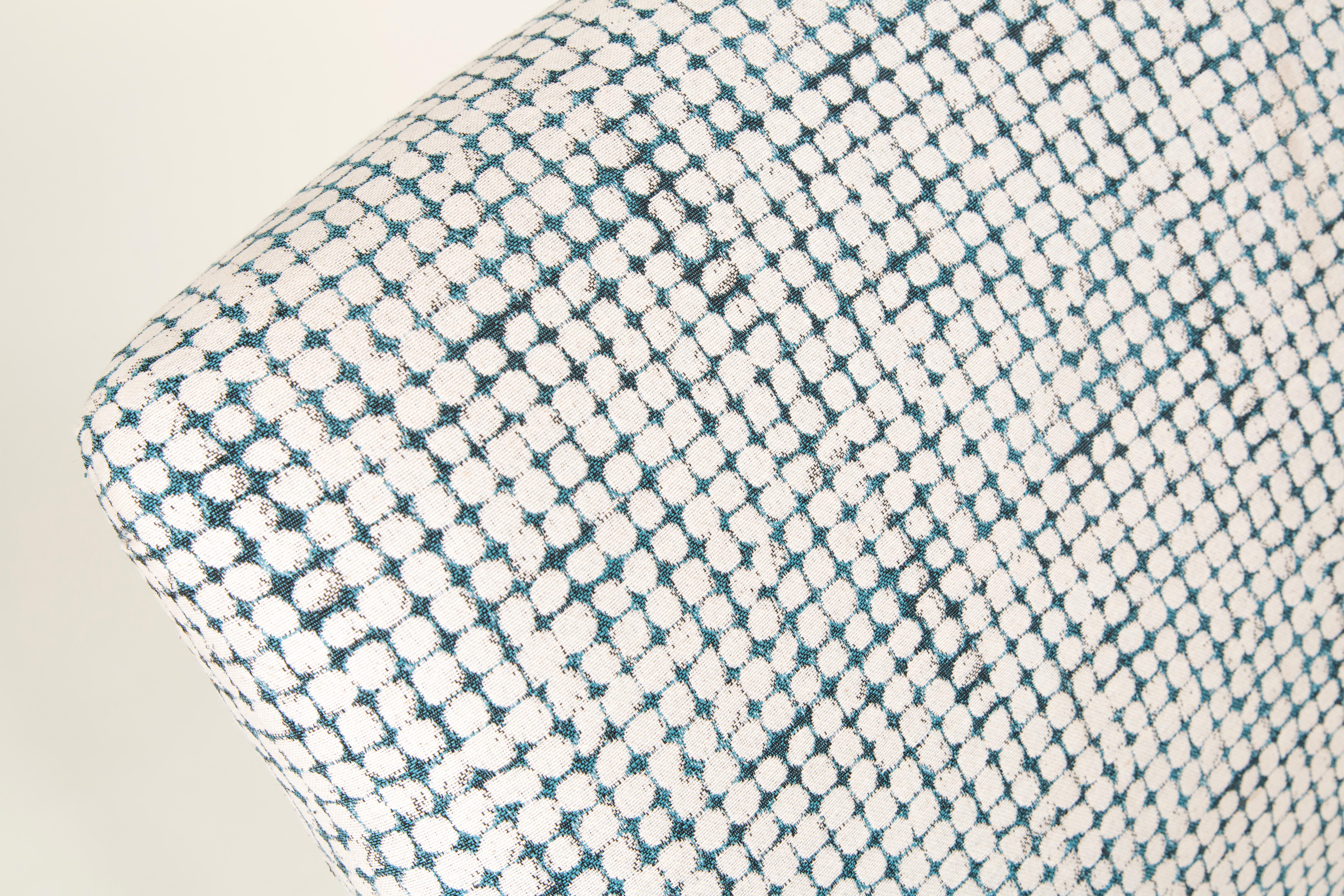 Mid Century White and Aqua Vintage Armchair and Stool, Edmund Homa, Europe, 1960s For Sale 4