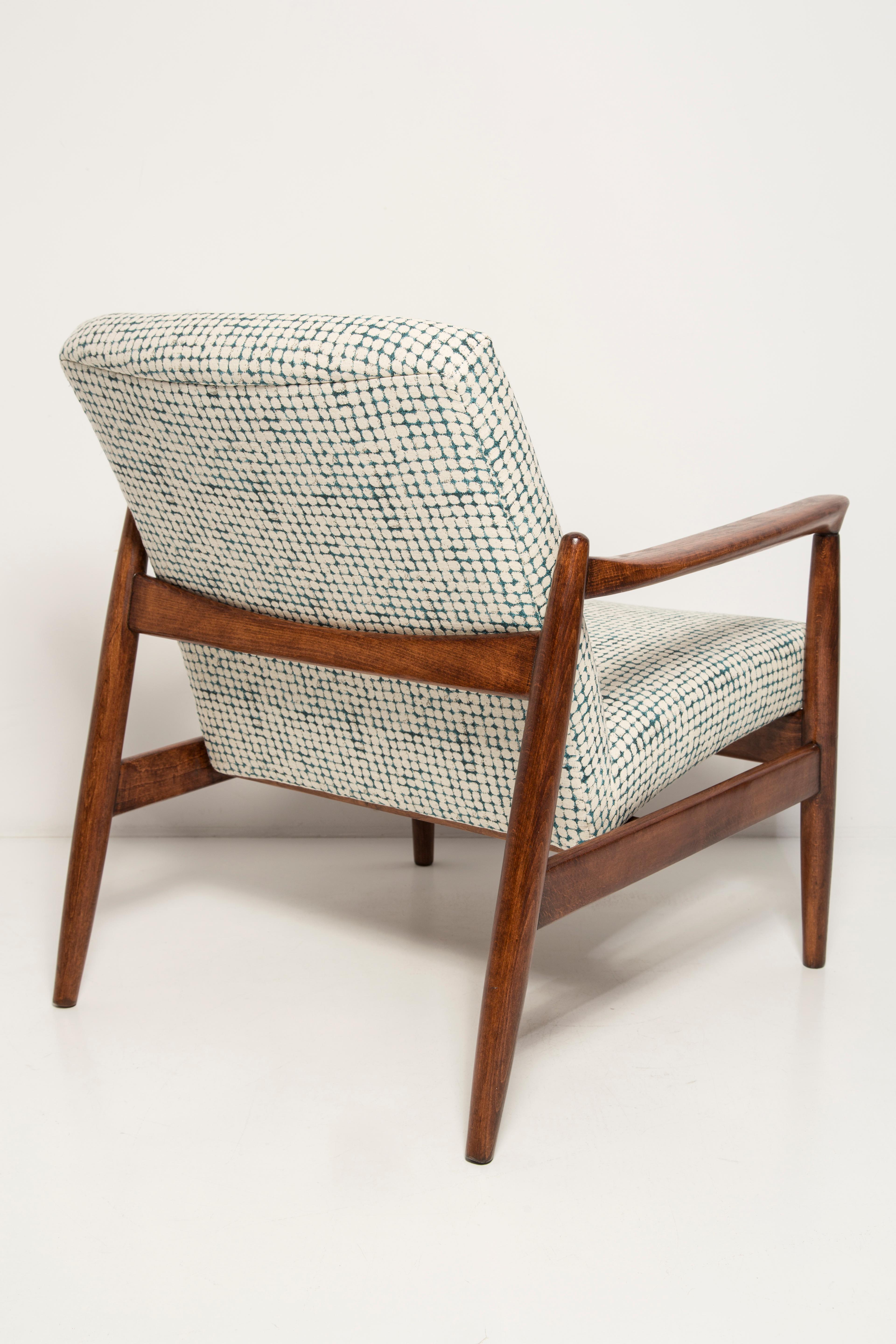 Mid Century White and Aqua Vintage GFM 64 Armchair, Edmund Homa, Europe, 1960s For Sale 2