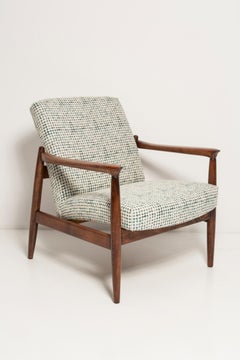 Mid Century White and Aqua Vintage GFM 64 Armchair, Edmund Homa, Europe, 1960s
