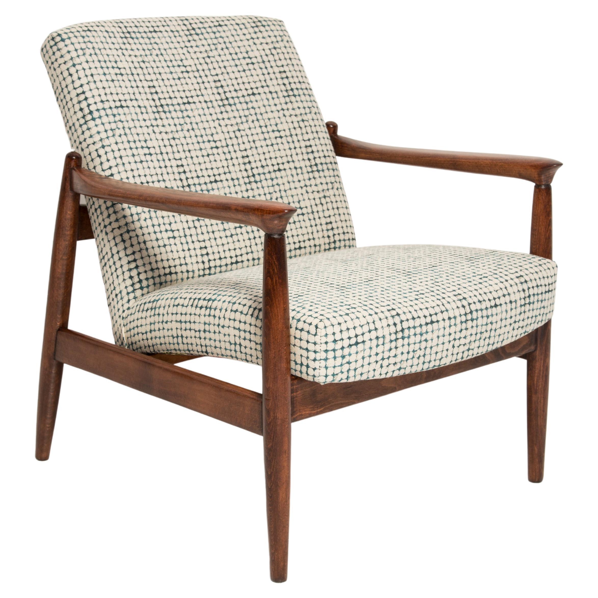 Sillón Vintage Mid Century Blanco y Aqua GFM 64, Edmund Homa, Europa, Años 60 en venta