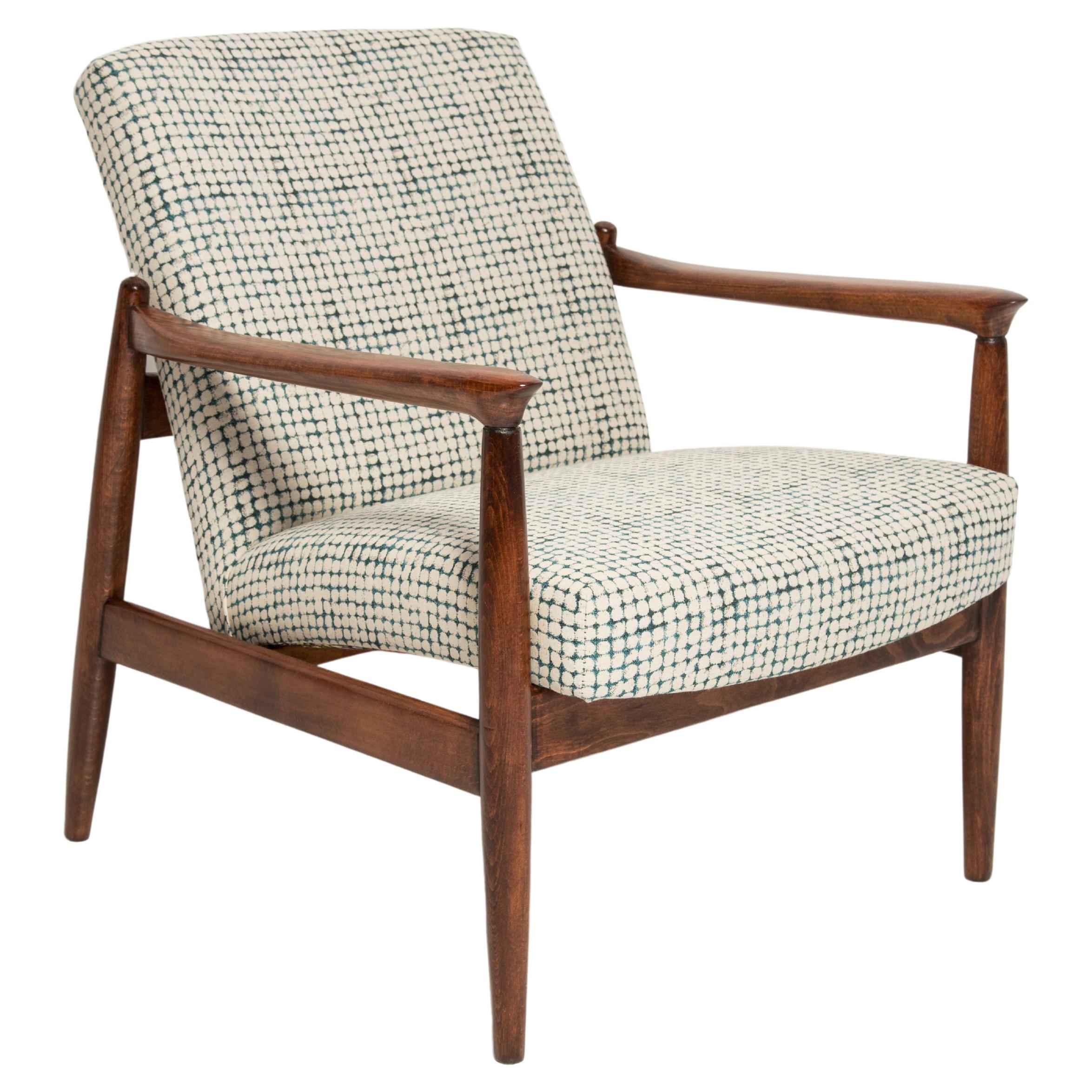 Mid Century White and Aqua Vintage GFM 64 Armchair, Edmund Homa, Europe, 1960s For Sale